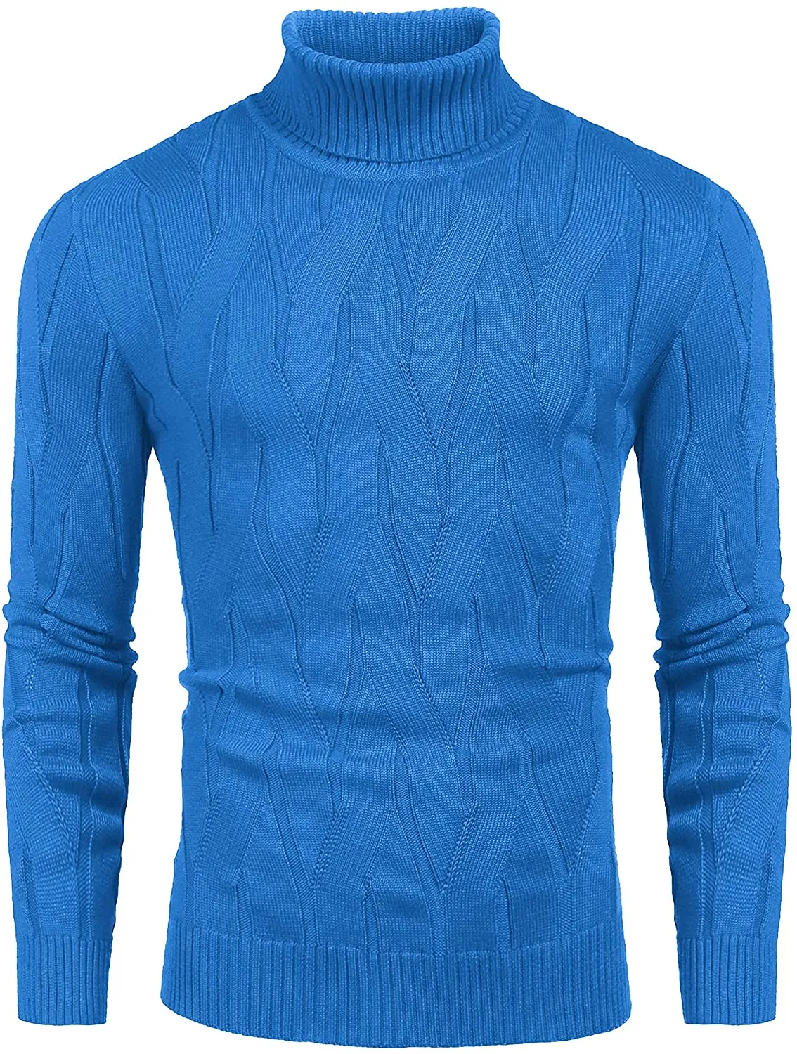 Men's Off White Slim Fit Turtleneck Sweater Casual Knitted Pullover Sweater