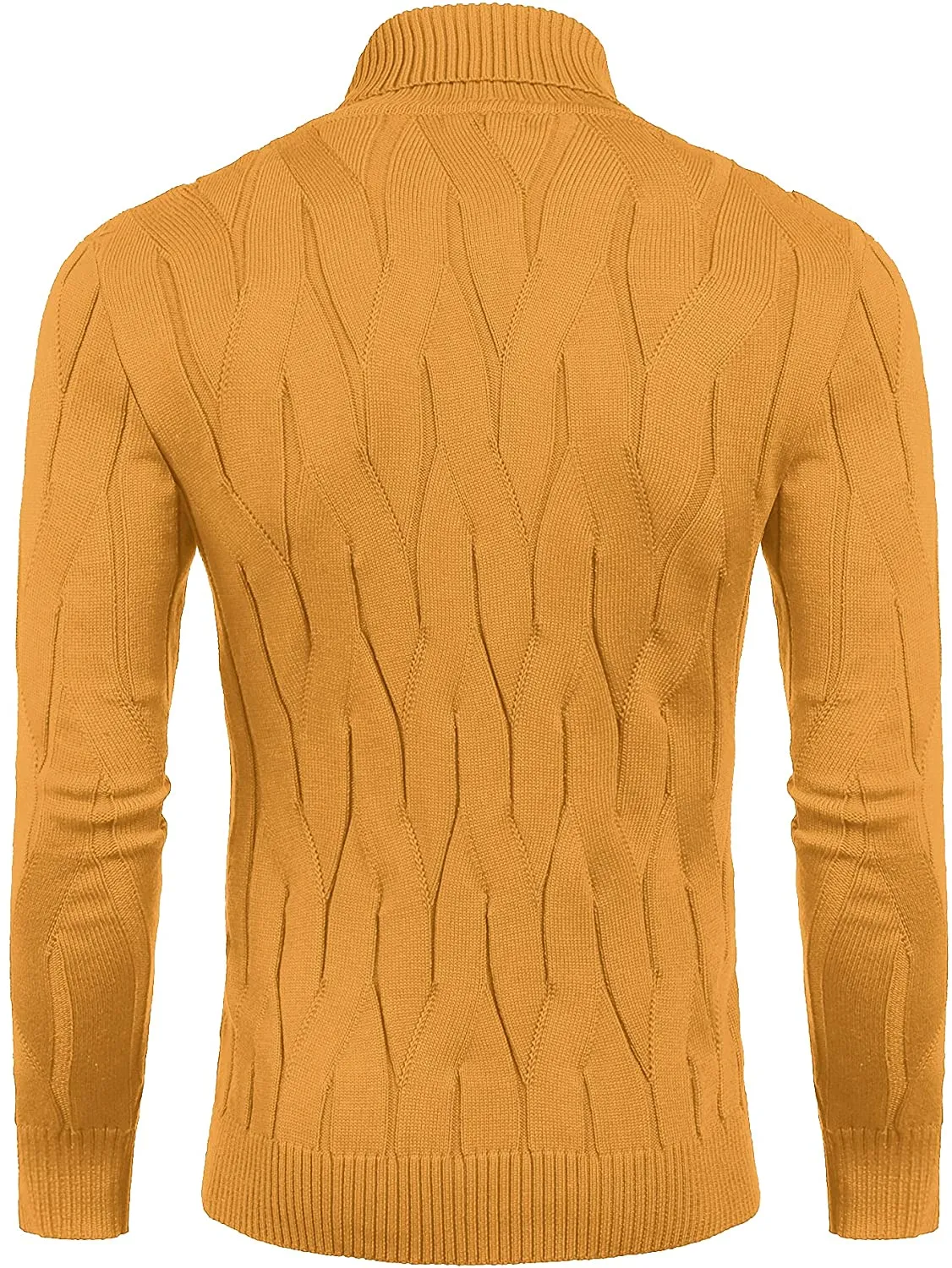 Men's Off White Slim Fit Turtleneck Sweater Casual Knitted Pullover Sweater