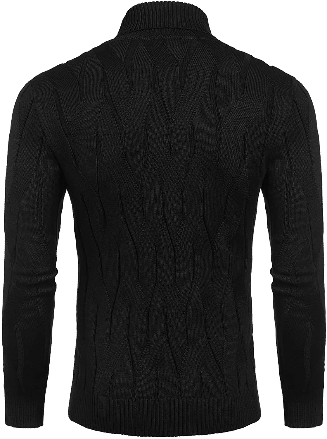 Men's Off White Slim Fit Turtleneck Sweater Casual Knitted Pullover Sweater