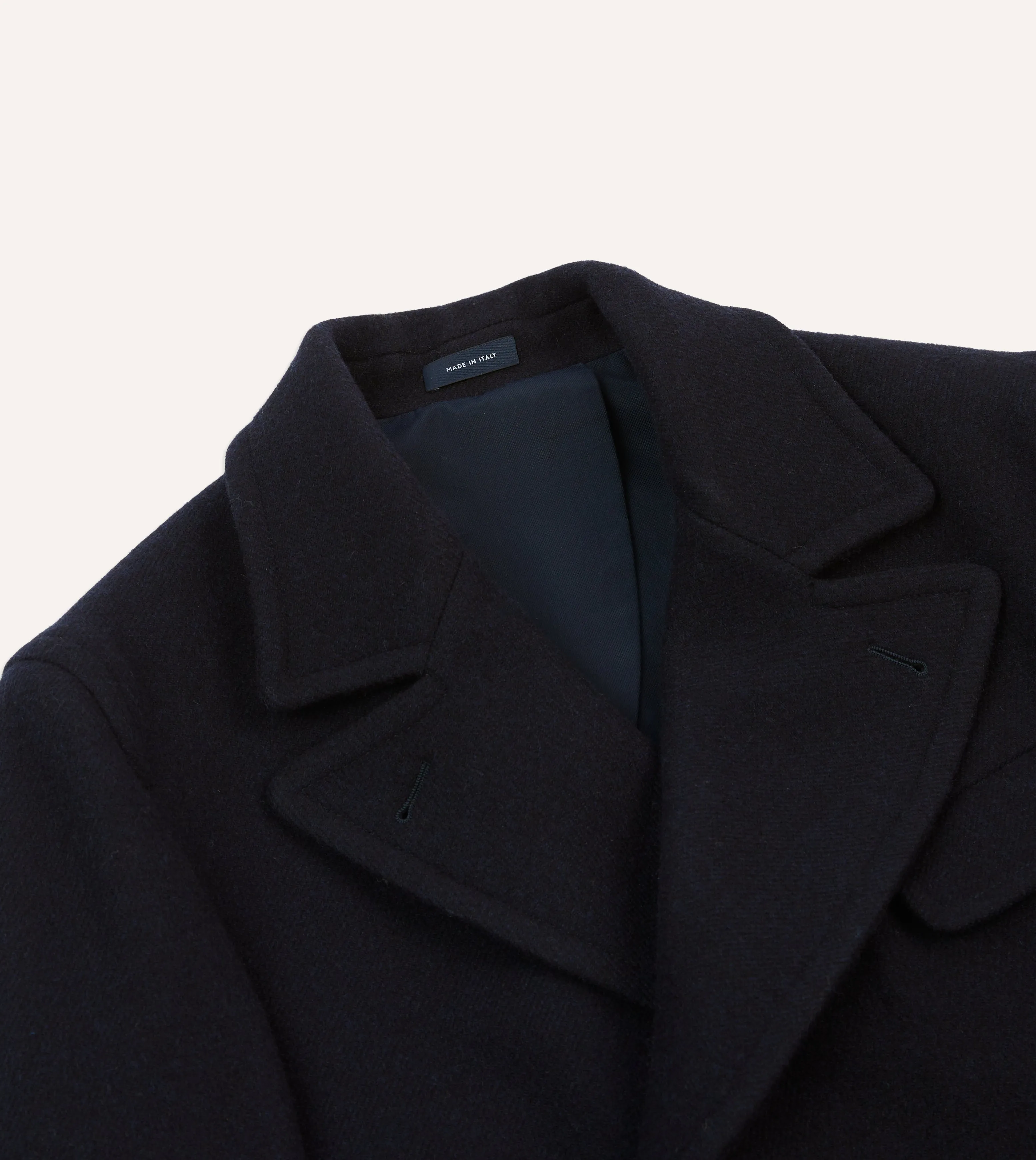 Navy Double-Breasted Wool Overcoat