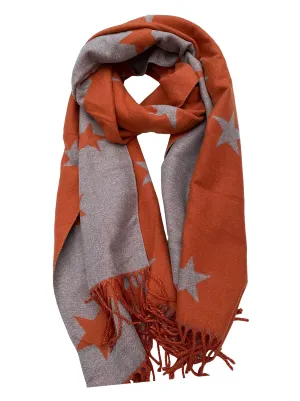 ORANGE COLOUR STARS print cashmere scarf print scarf reversible super soft winter shawl unisex trending scarf Xmas gift for him and her