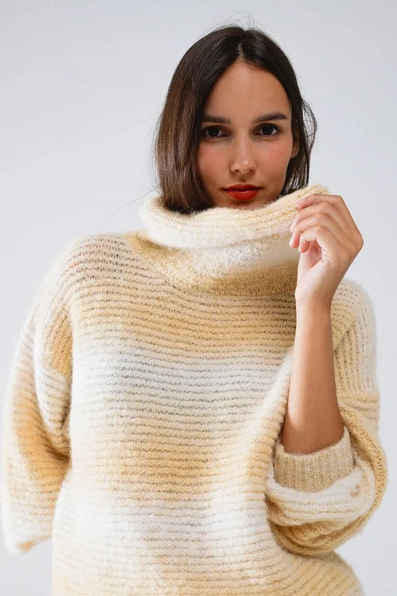 Oversized Turtleneck Comfy Sweater in Warm Neutral Tones