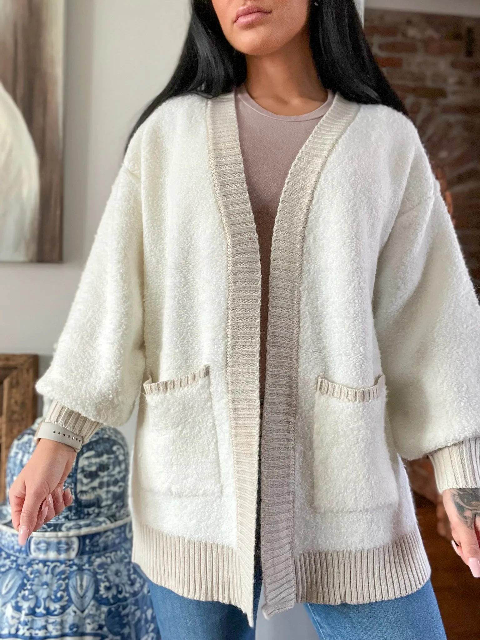 Paige Open Front Plush Sweater Cardigan