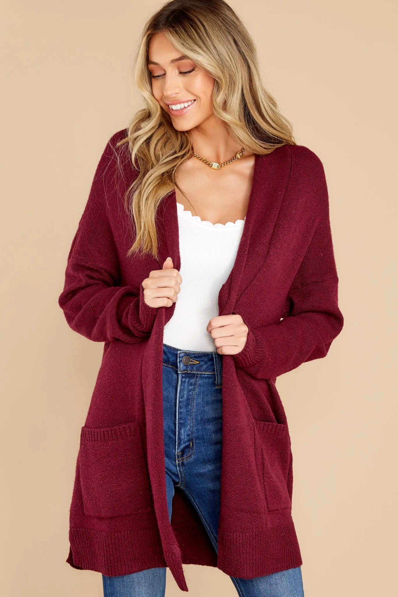 Pocketful Of Fun Times Berry Cardigan