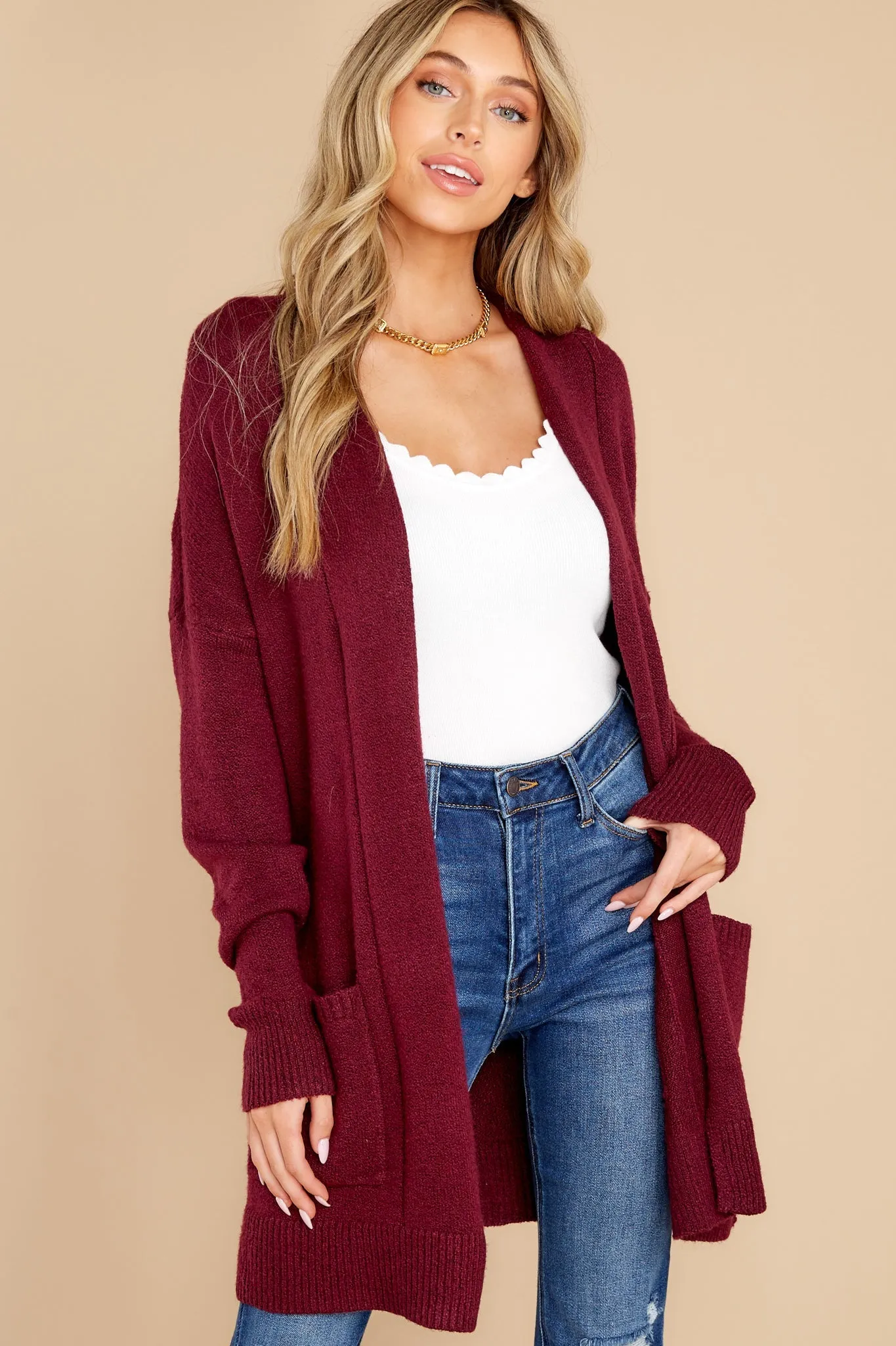 Pocketful Of Fun Times Berry Cardigan