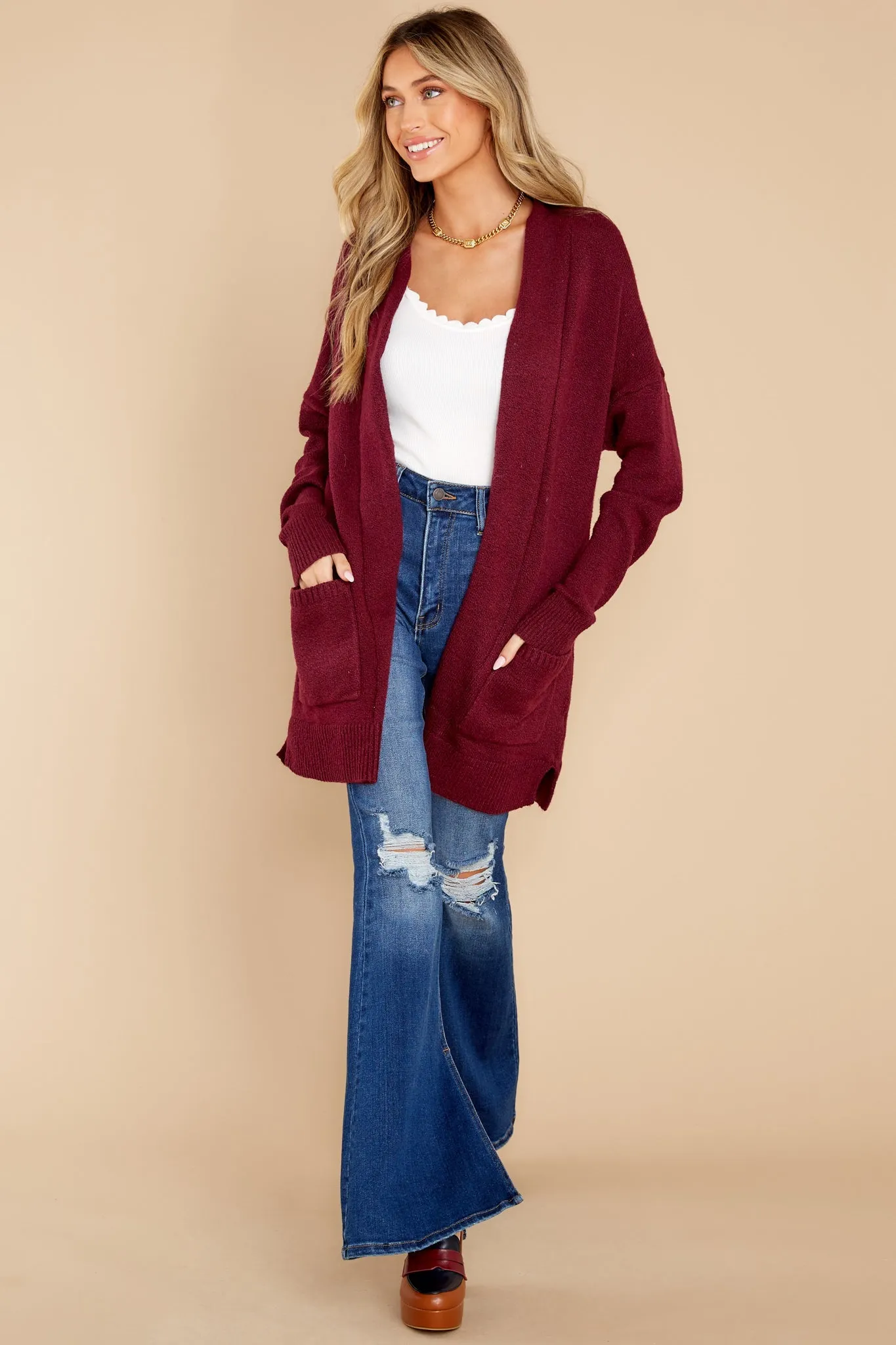 Pocketful Of Fun Times Berry Cardigan