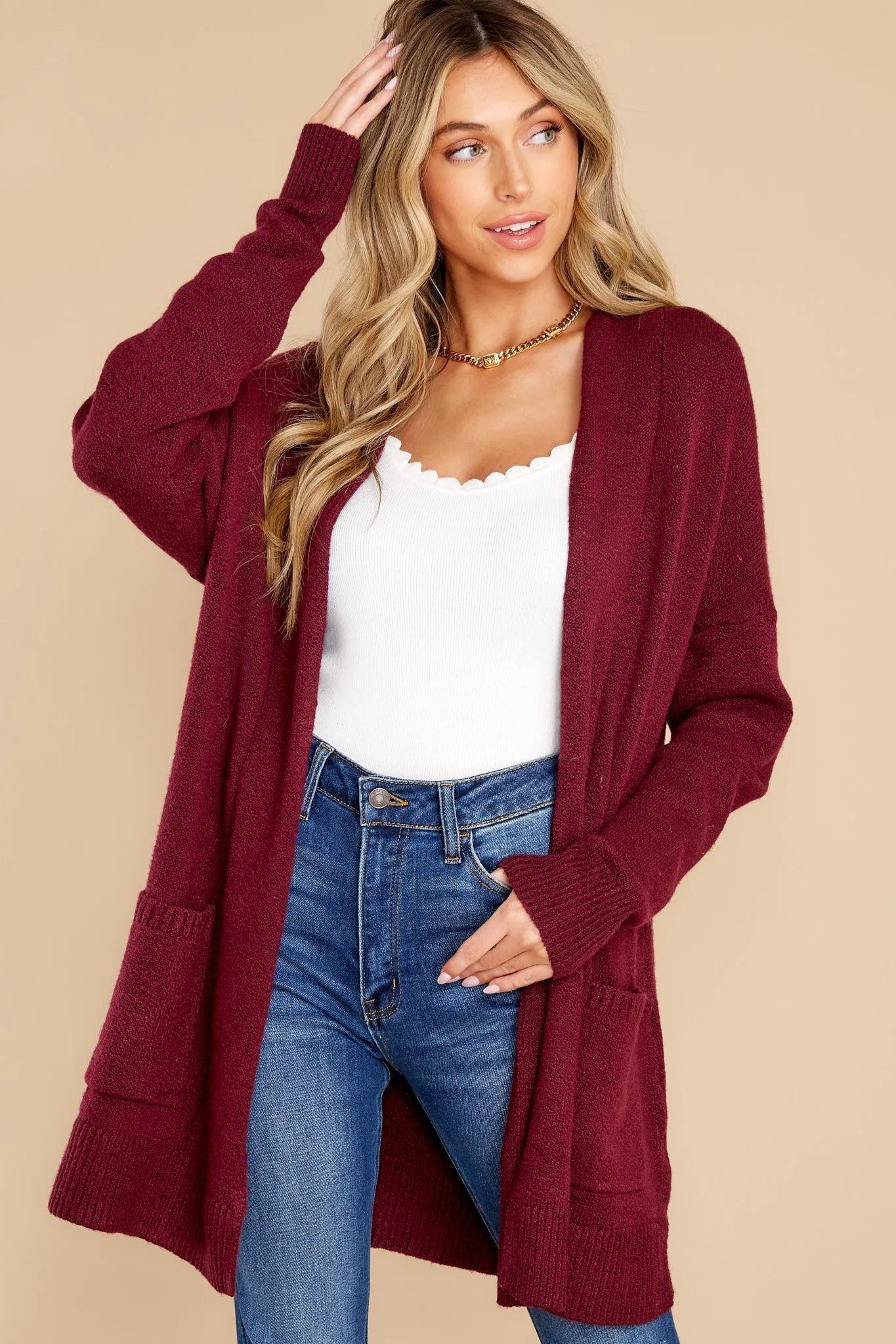 Pocketful Of Fun Times Berry Cardigan