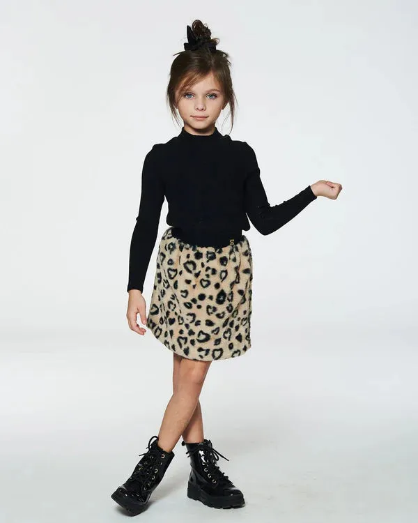 Printed Faux Fur Skirt/Deux Par Deux