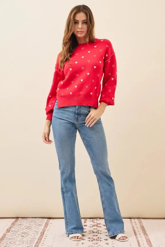 Pullover Heart Sweater or Star Sweater Top RED