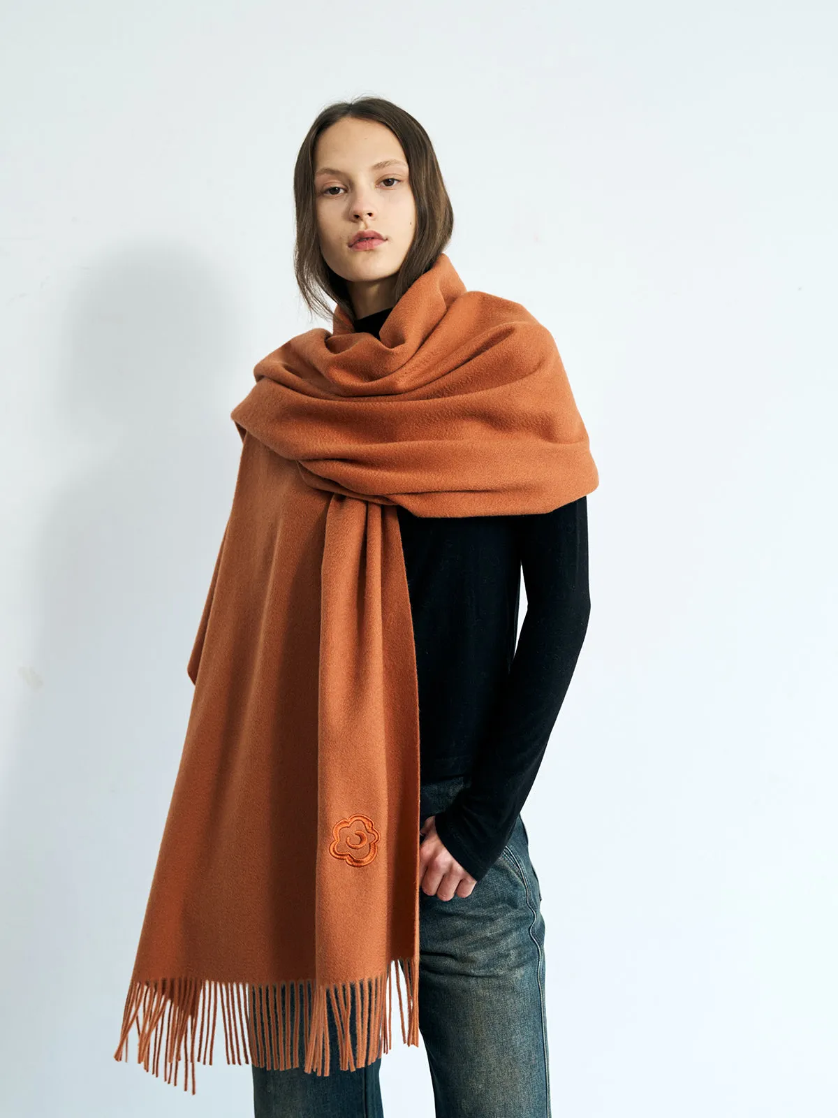 "The Big Shawl" Oversized Cashmere Wrap - Caramel