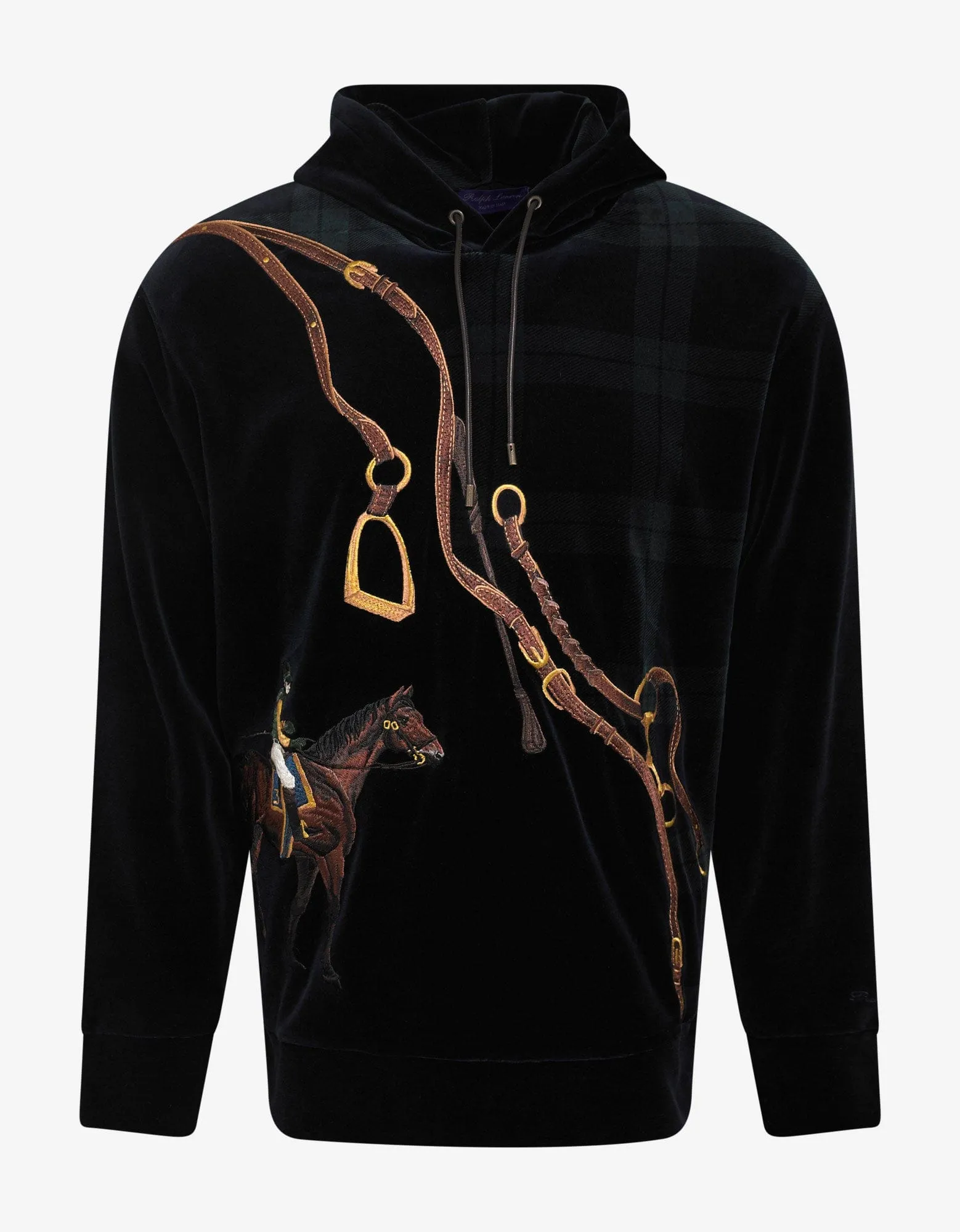 Ralph Lauren Purple Label Equestrian Embroidery Velvet Hoodie