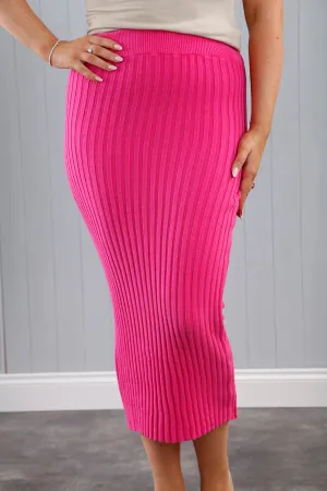 Reese Ribbed Skirt Fuchsia