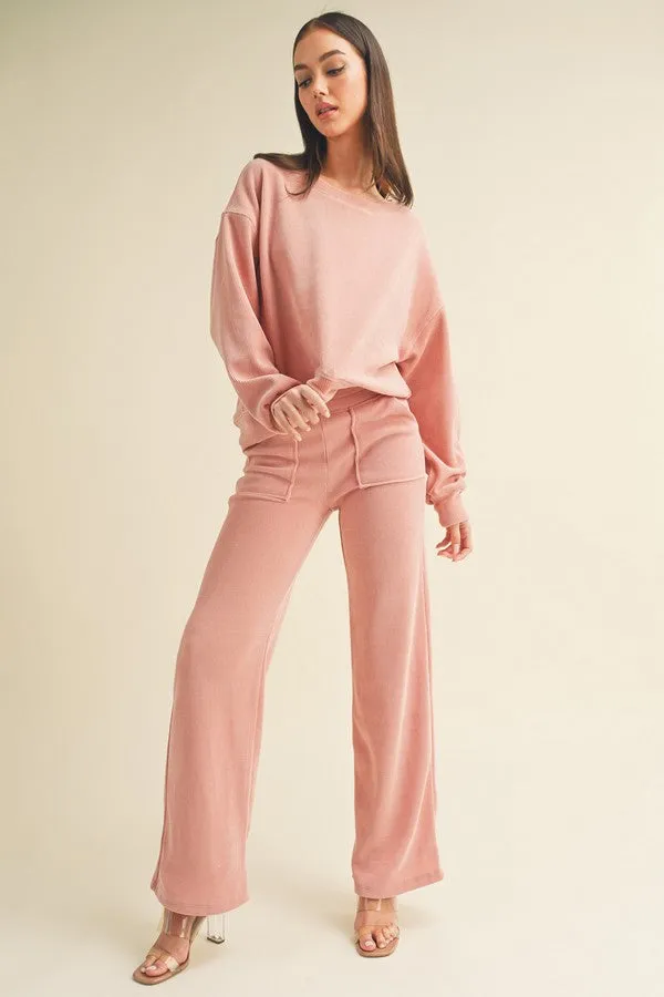 Relaxed Corduroy Long Sleeve Top and Pants Set