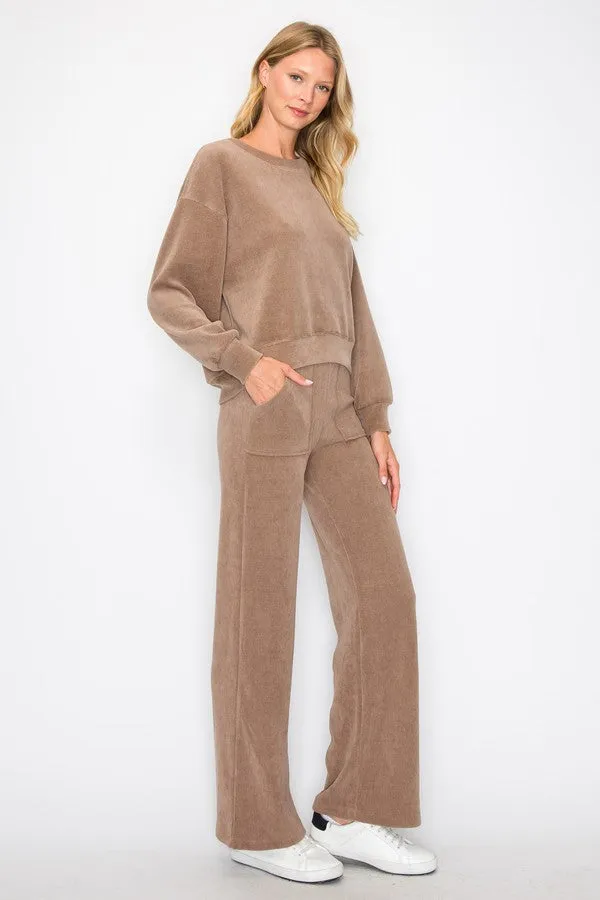 Relaxed Corduroy Long Sleeve Top and Pants Set