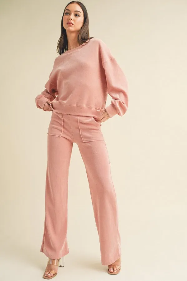 Relaxed Corduroy Long Sleeve Top and Pants Set