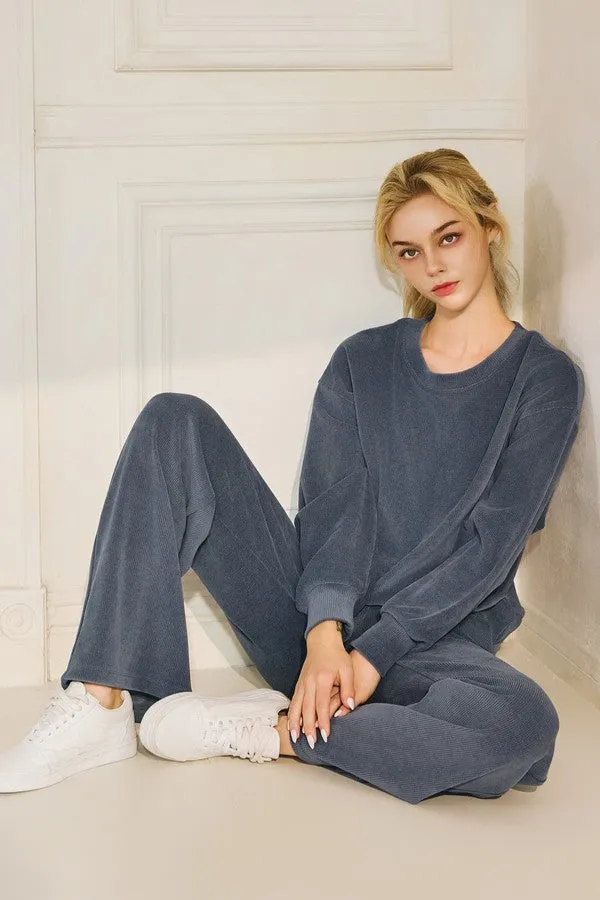 Relaxed Corduroy Long Sleeve Top and Pants Set