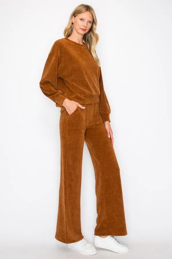 Relaxed Corduroy Long Sleeve Top and Pants Set