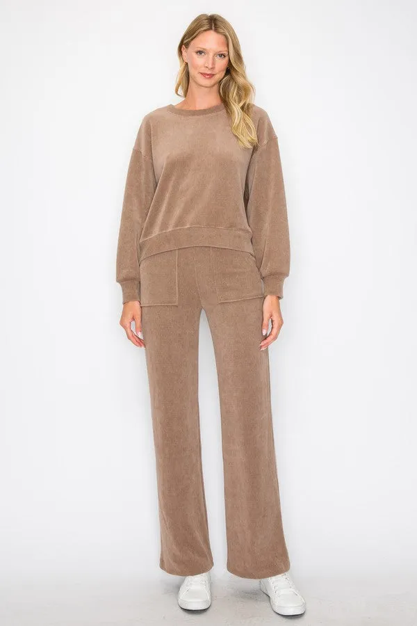 Relaxed Corduroy Long Sleeve Top and Pants Set