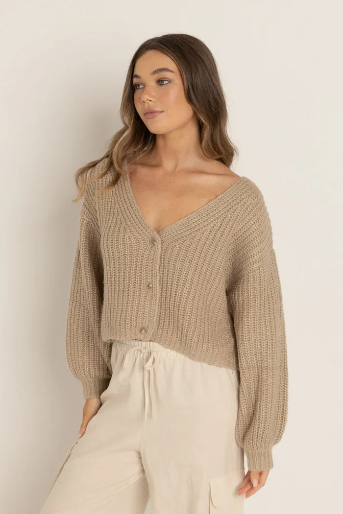 Rhythm Eadie Oversized Knit Cardigan - CREAM