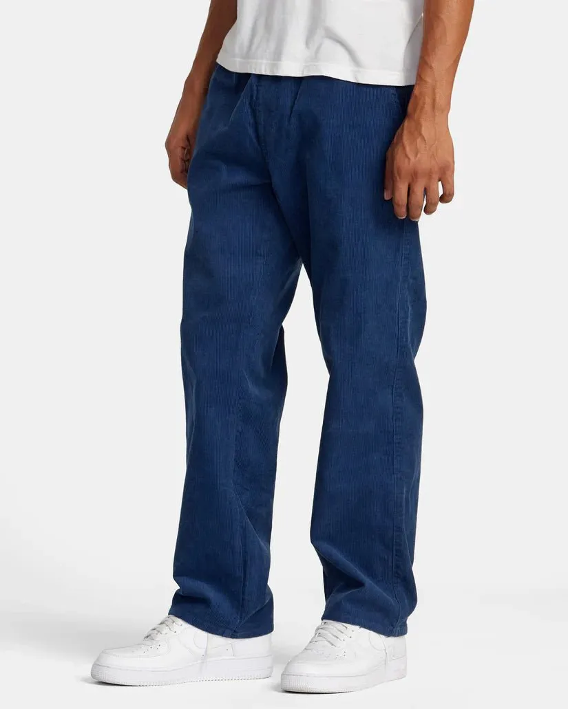 RVCA "Americana" Elastic Waist Corduroy Pants - Dark Denim