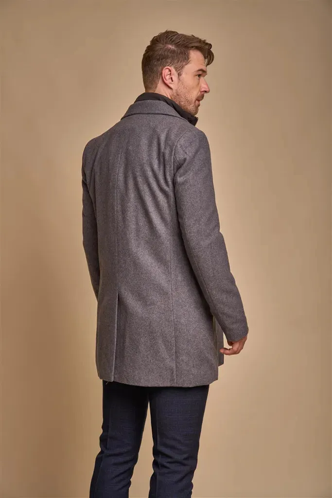 Sanford - Men's Grey Wool Blend Overcoat