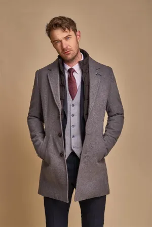 Sanford - Men's Grey Wool Blend Overcoat