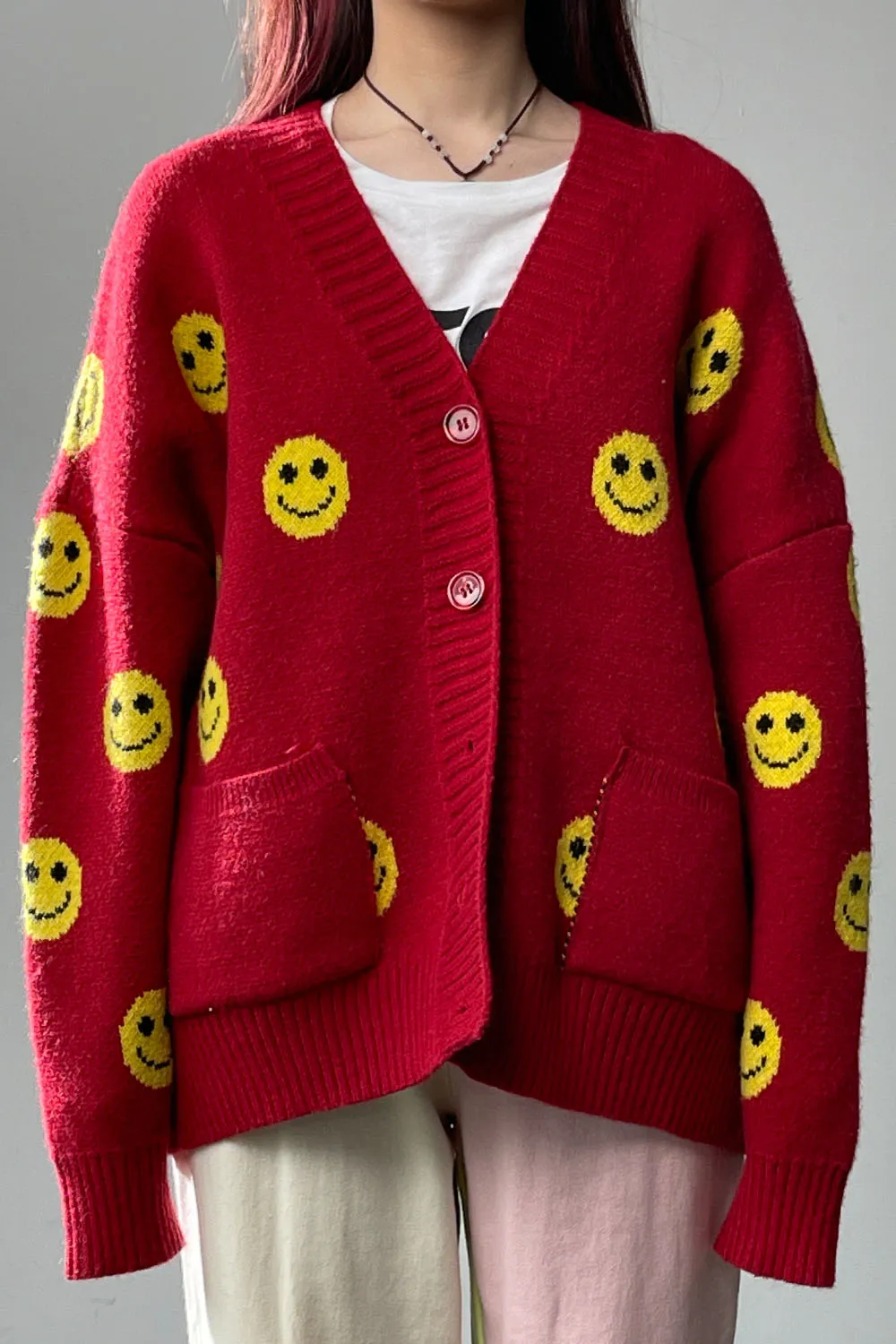 Smile Pattern Knit Cardigan