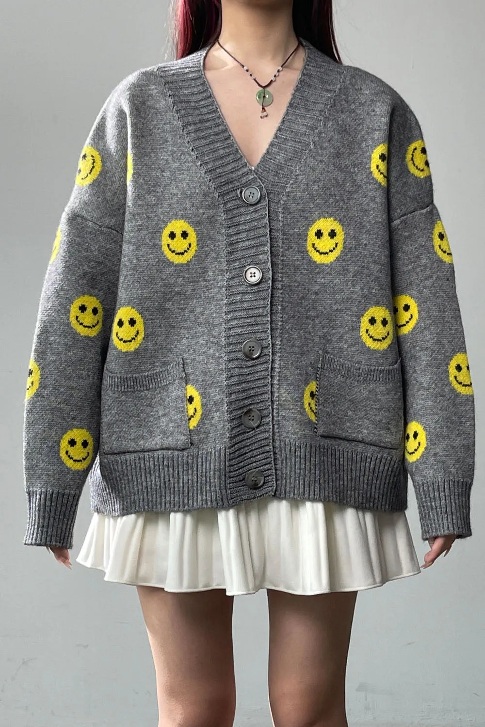 Smile Pattern Knit Cardigan