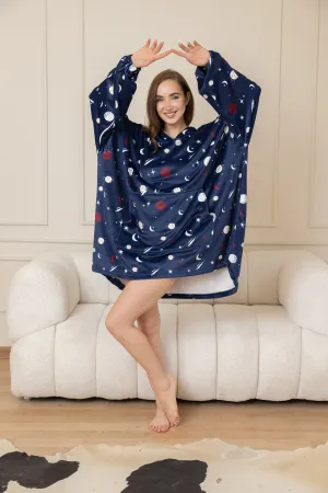 Starry Night Comfort Hoodie Blanket - Stars Pattern