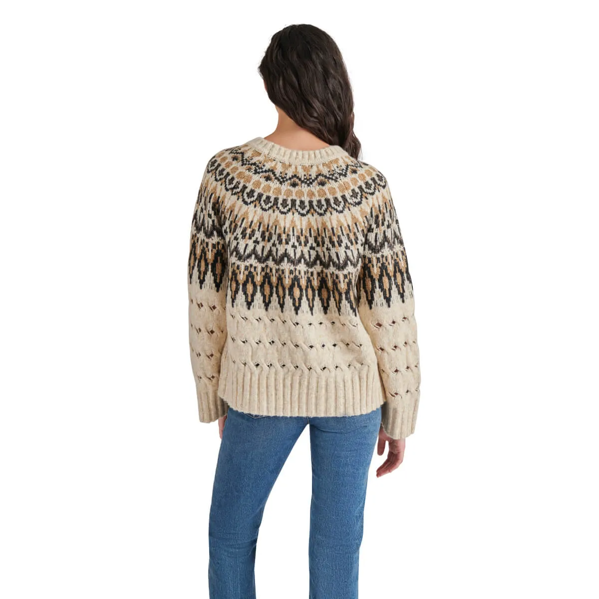 Steve Madden Suzette Cable Knit Fair Isle Sweater