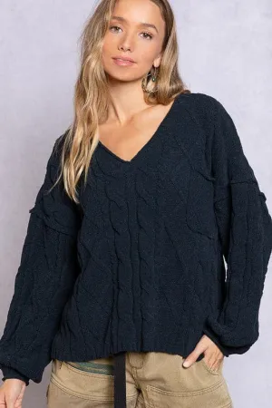 Style Factor V Neck Open Back Sweater - Pink or Charcoal