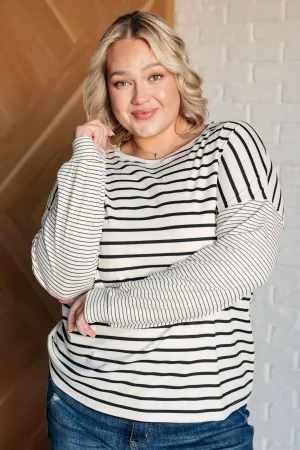 Super Clever Patchwork Striped Top in Ivory