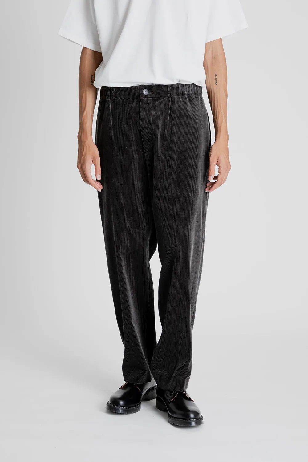 Suvin Corduroy Easy Wide Pants - Charcoal Gray