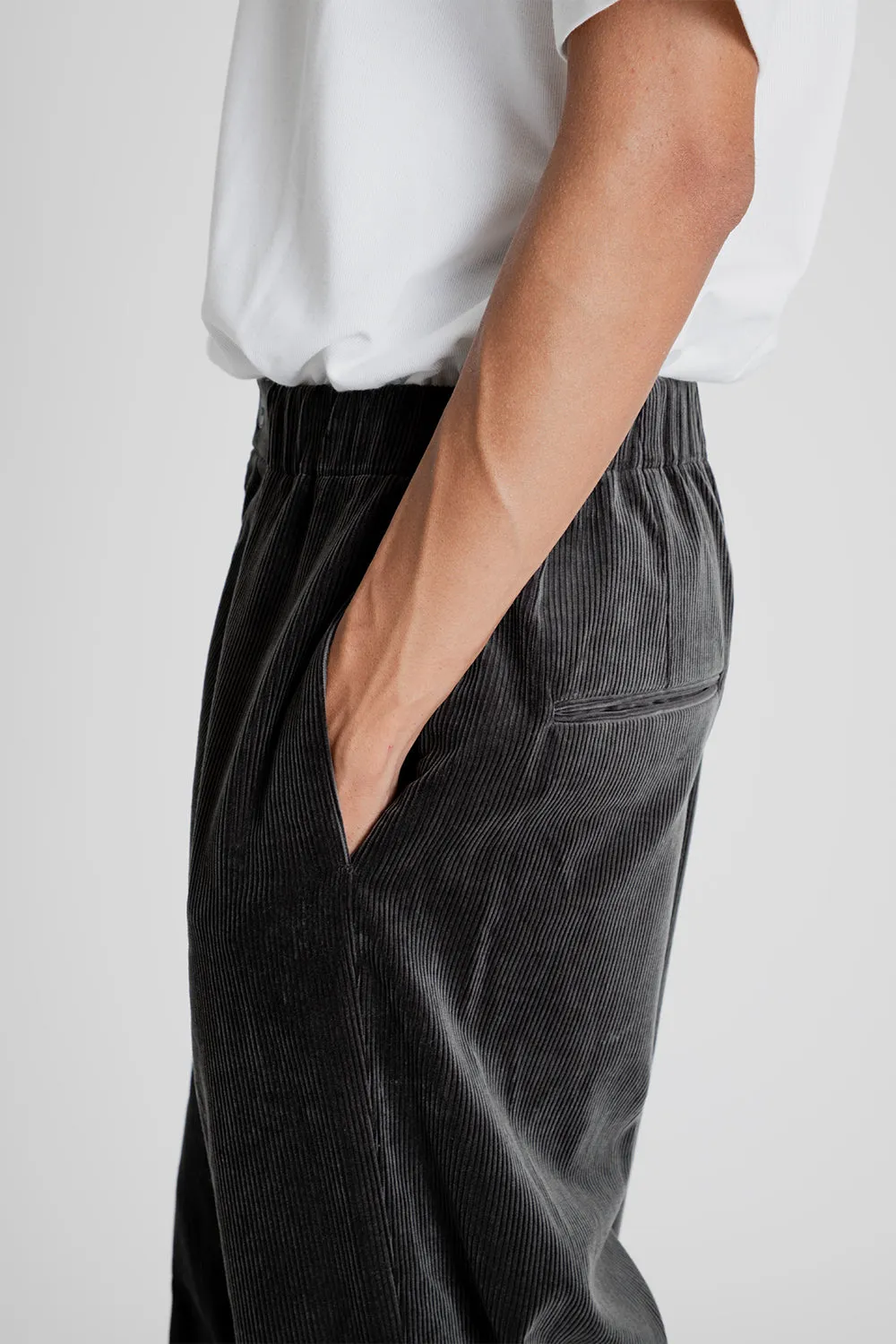 Suvin Corduroy Easy Wide Pants - Charcoal Gray