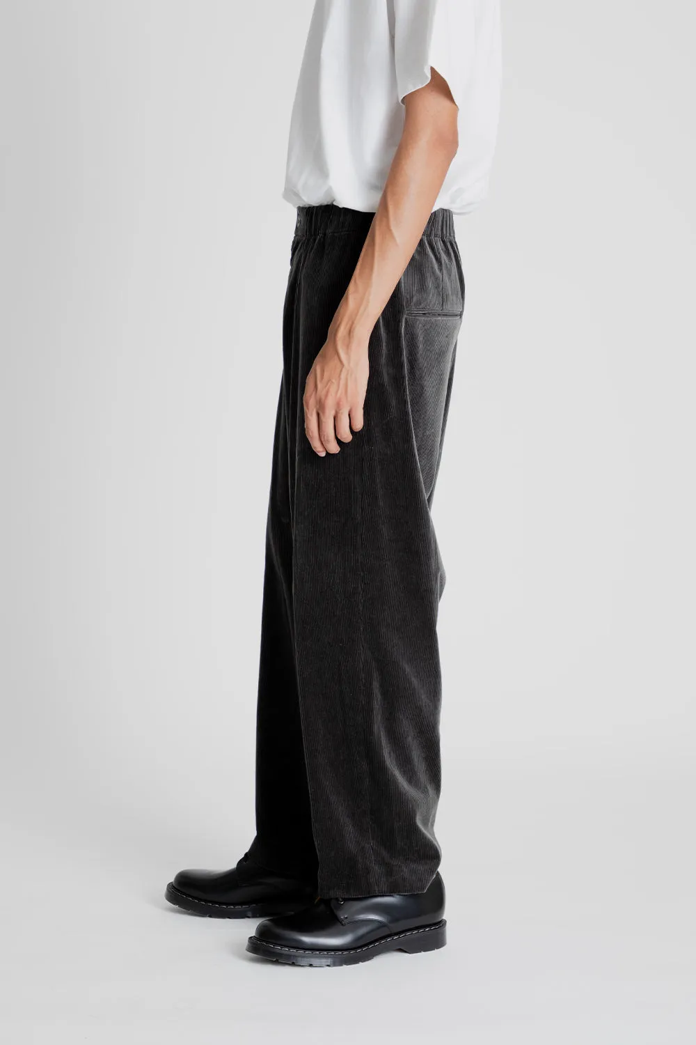 Suvin Corduroy Easy Wide Pants - Charcoal Gray