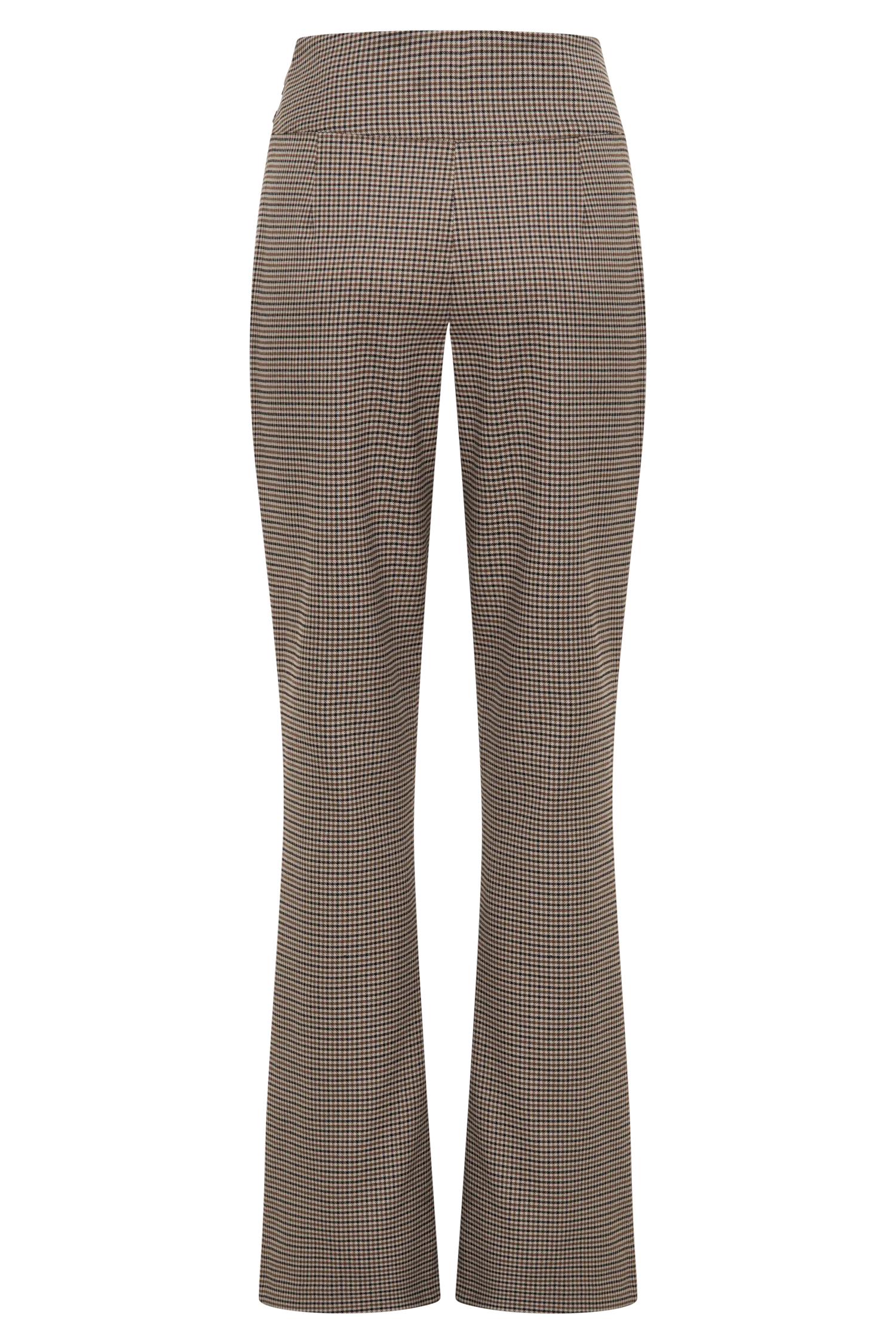 Sweeney Mid Rise Buckle Straight Leg Pant - Tan Check