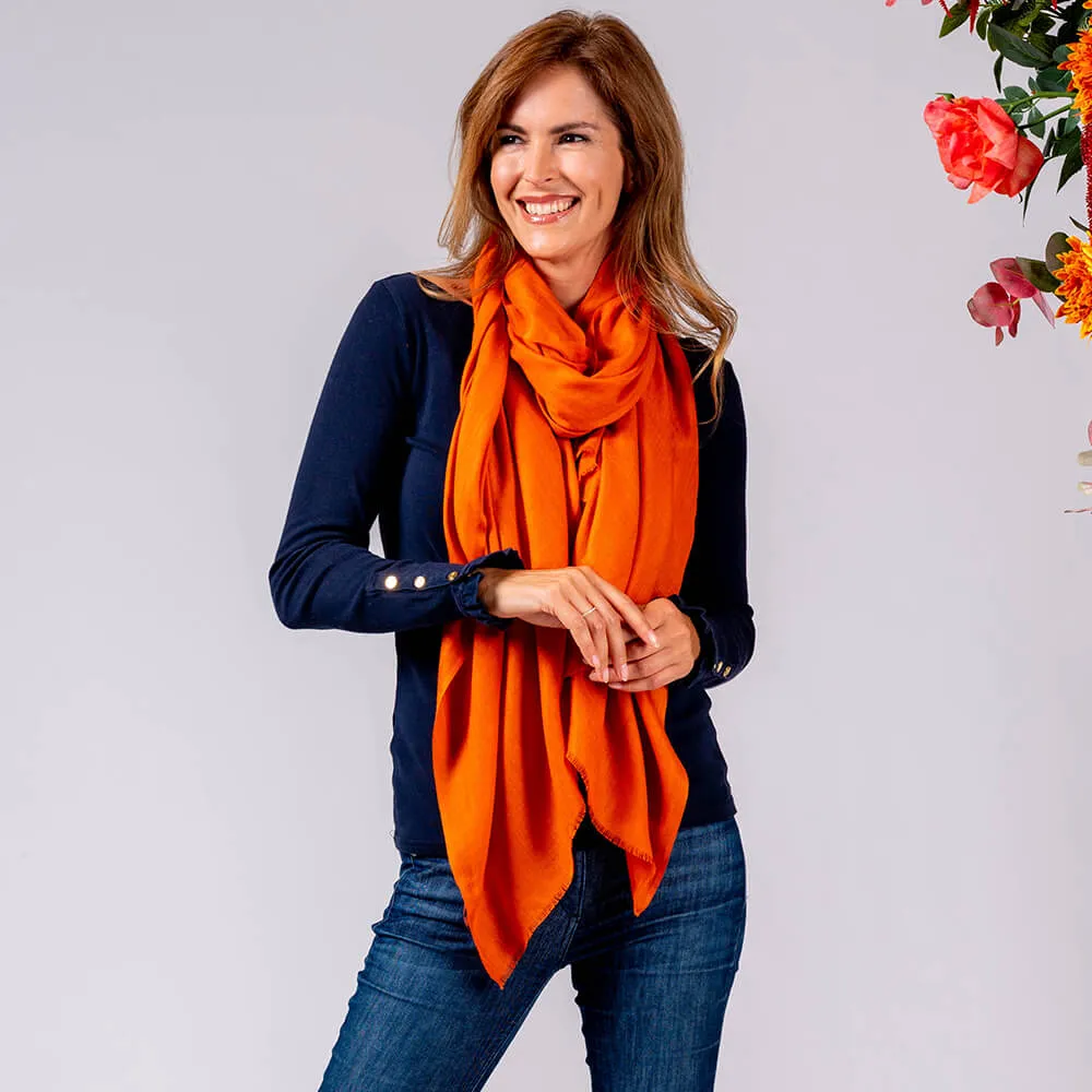 Terracotta Spice Cashmere and Silk Wrap