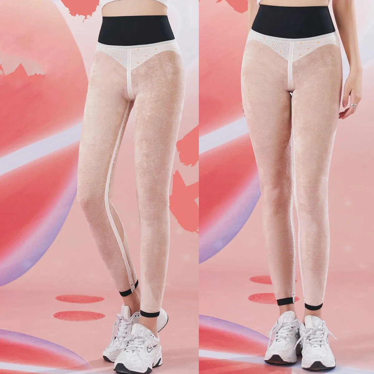 Thickened Lamb Cashmere High-Waisted Tummy Control Hip Lifting Fleece Leggings