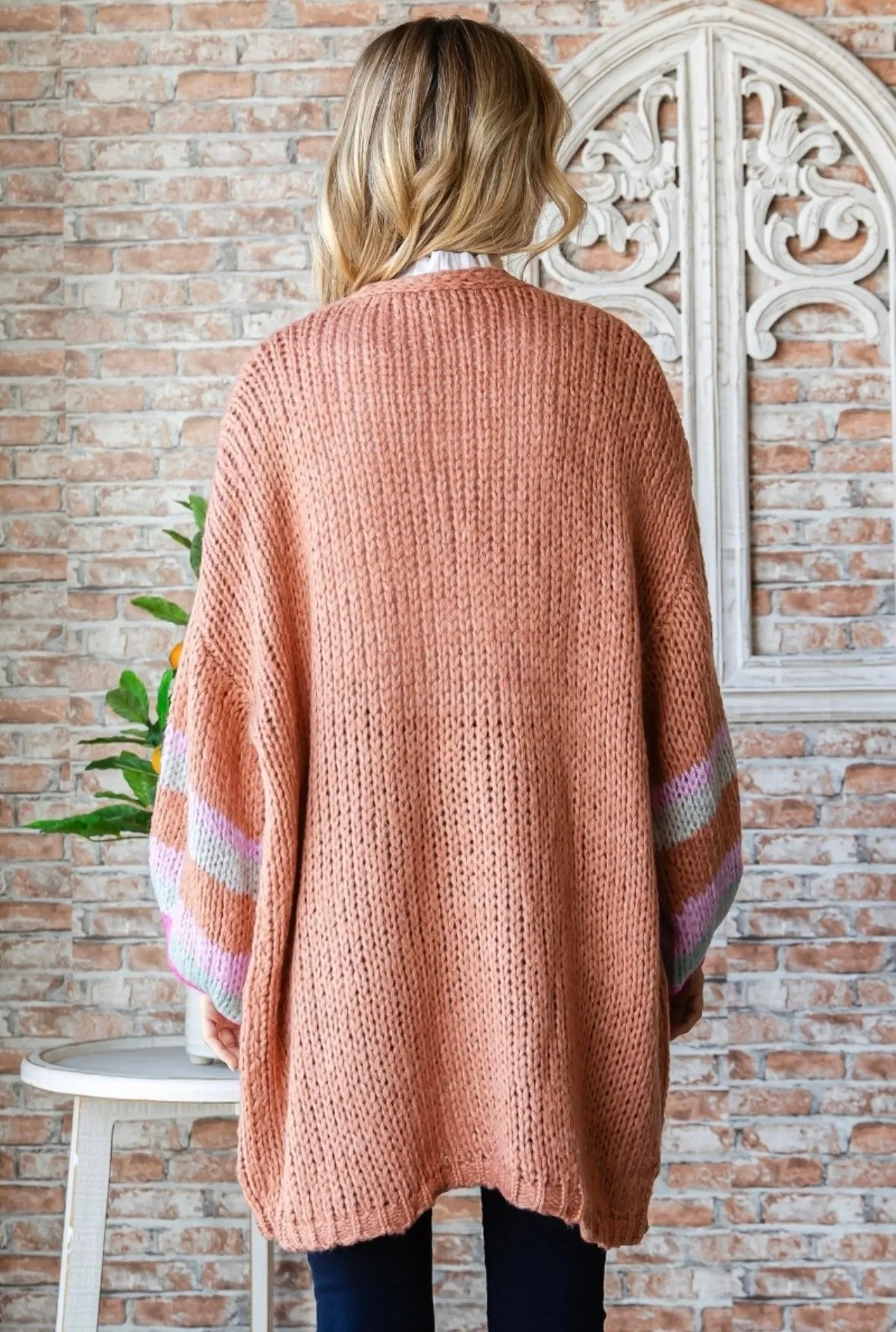 THREE COLORS -Daphne Balloon Sleeve Cardigan