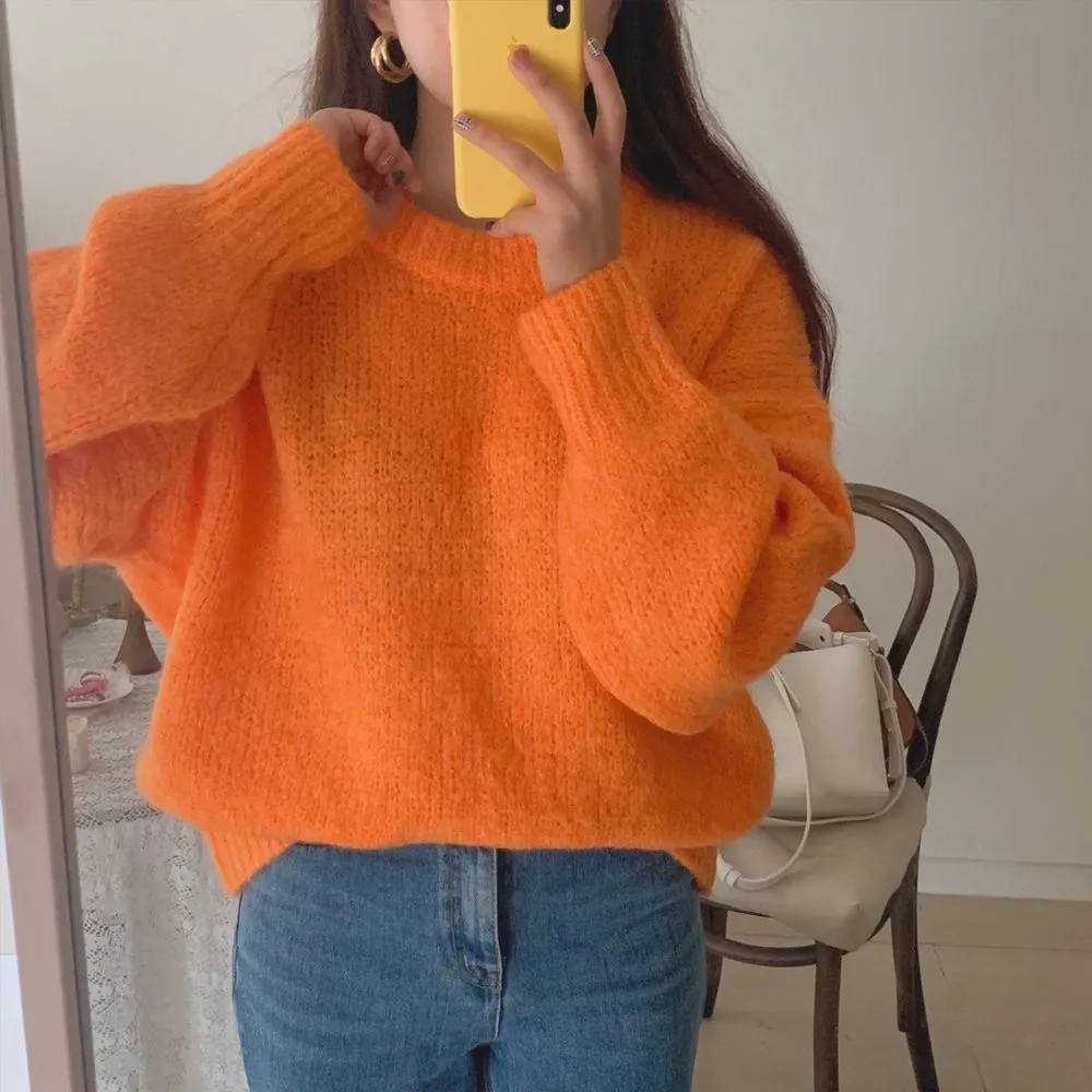 Trendy Comfy Designer Oversize Knitted Crewneck Jumper Sweater