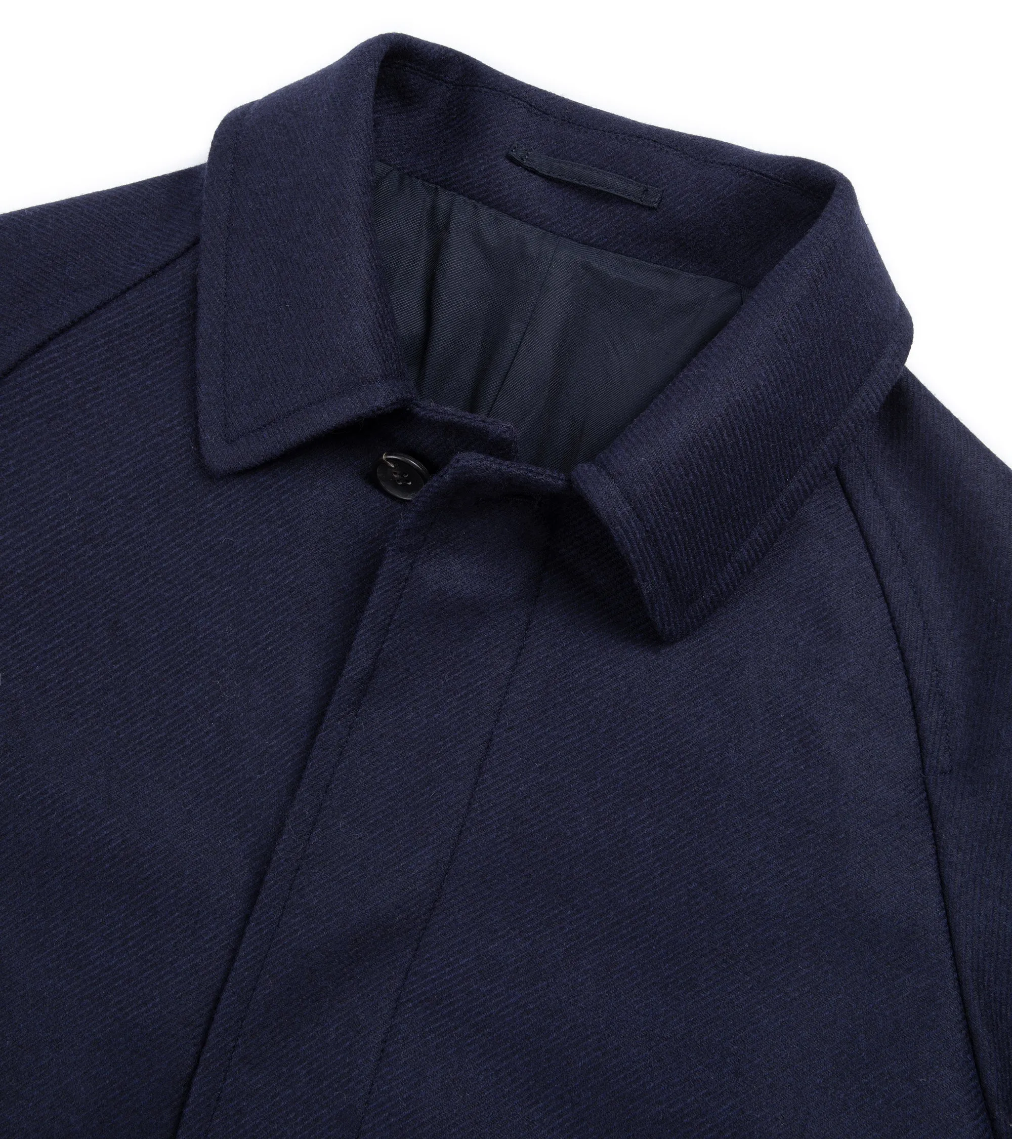 Trunk Devonshire Abraham Moon Plain Weave Wool Overcoat: Navy