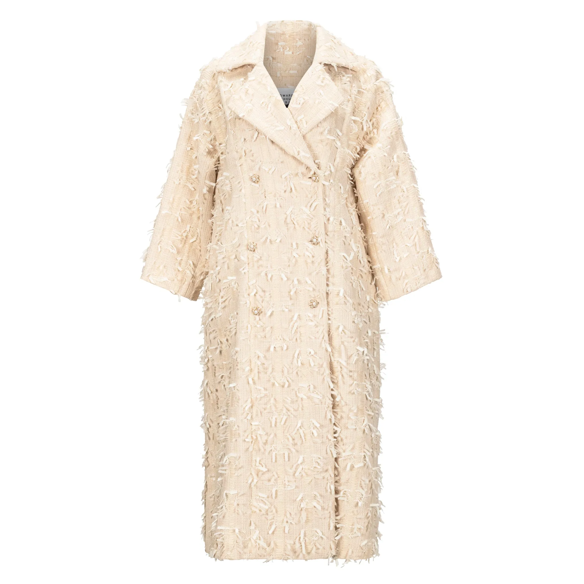 Tweed Boucle Overcoat - Cream