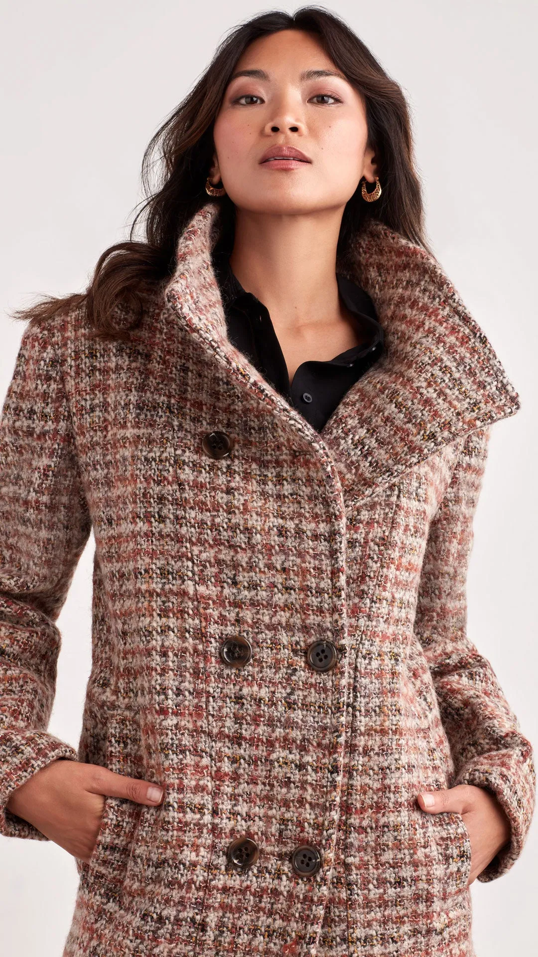 TWEED WOOL PEA COAT