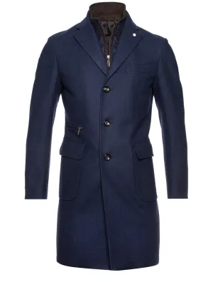 Twill Overcoat With Insert Navy