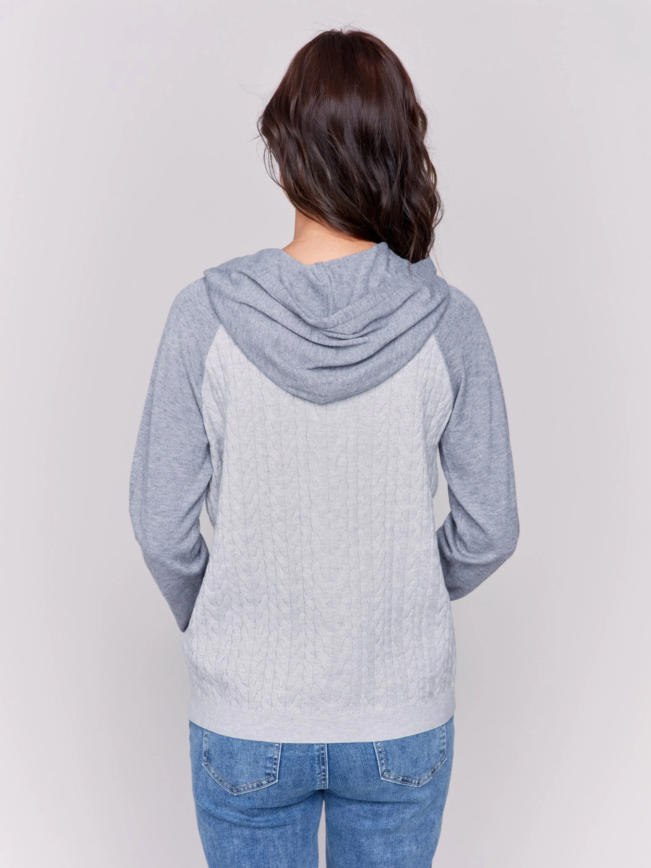 Two-Toned Hoodie Sweater - Grey - H-Grey