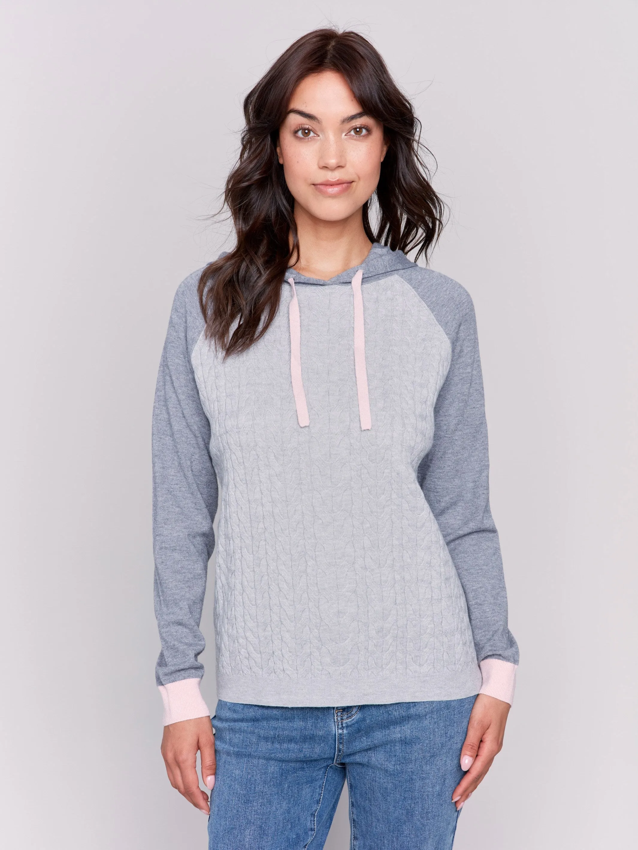 Two-Toned Hoodie Sweater - Grey - H-Grey