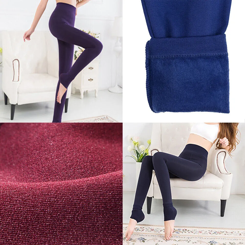 US 2-4 Pc Women High Waist Winter Warm Thick Fleece Lined Stretch Pants Leggings