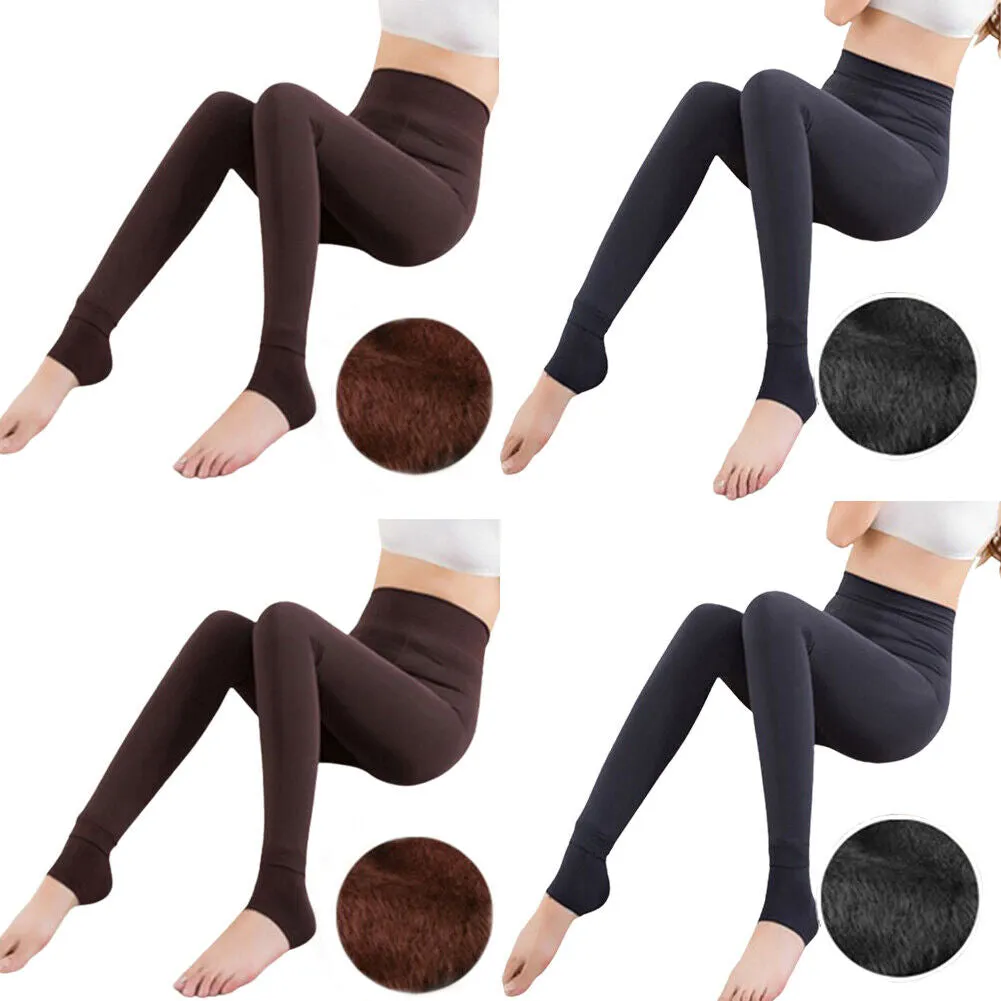 US 2-4 Pc Women High Waist Winter Warm Thick Fleece Lined Stretch Pants Leggings