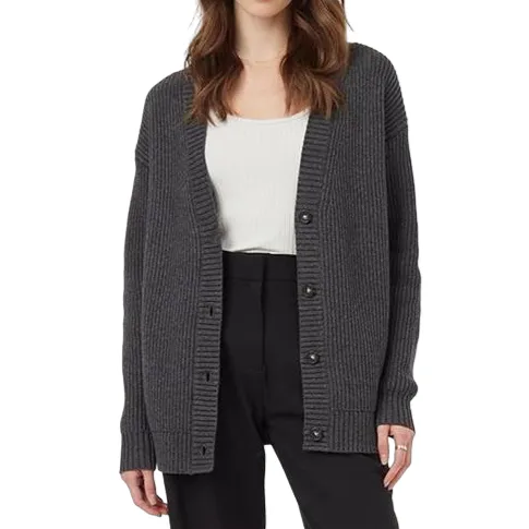 W Highline Oversized Button Cardigan (Dark Grey Heather)