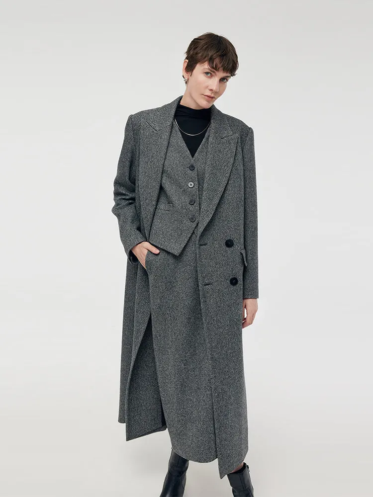 Washable Wool Lapel Unisex Overcoat